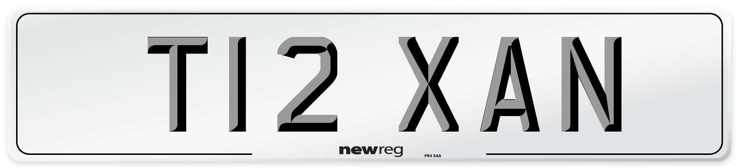 T12 XAN Number Plate from New Reg